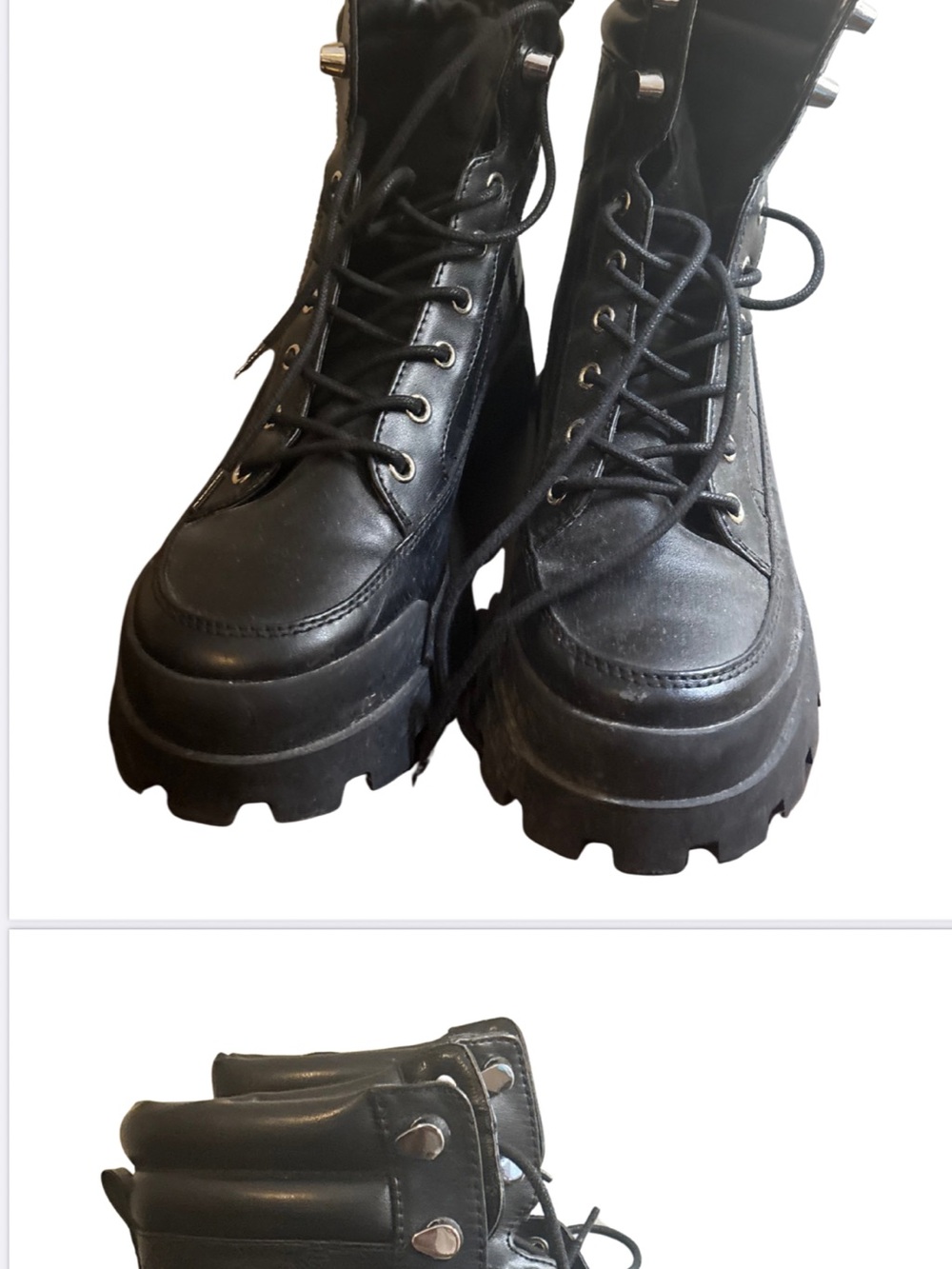 Women's Black Lace-Up Platform Combat Boots